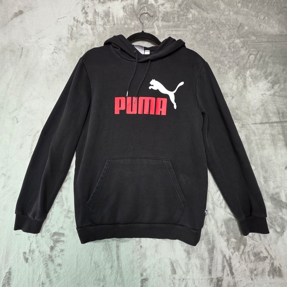 Puma Mens Essentials Big Logo Hoodie Black Red White Sweatshirt 586764-98 Small